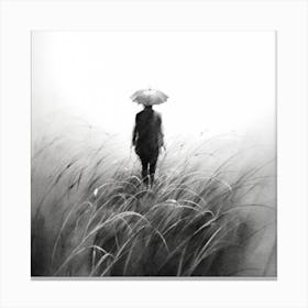 Person Walking In The Grass 1 Canvas Print