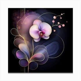 Orchid Flower On A Black Background Canvas Print