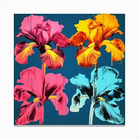 Andy Warhol Style Pop Art Flowers Iris 1 Square Canvas Print