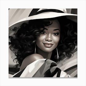 Black Woman In A Hat 13 Canvas Print