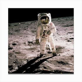 Buzz Aldrin Walking On The Lunar Surface, Neil Armstrong, Nasa Canvas Print
