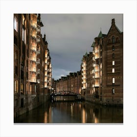 City Hamburg Dusk Warehouse Canvas Print