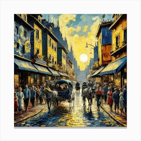 Urban Street Van Gogh Style Wall Art, Print 1 Canvas Print