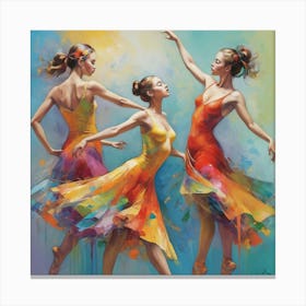 Figurative Multicolor Dancers Art Print 3 Canvas Print