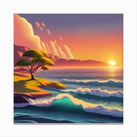 Sunset At The Beach Canvas Print