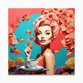 Coffee With Fishes Canvas Print