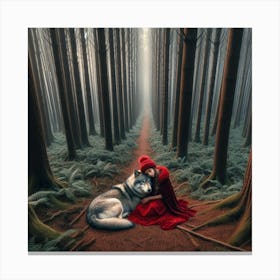 Girl with a wolf Canvas Print