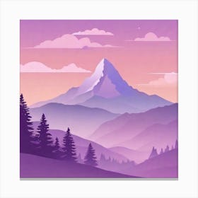 Misty mountains background in purple tone 79 Canvas Print