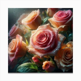 Roses In The Rain 1 Canvas Print