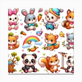 Cute Animals Set Canvas Print