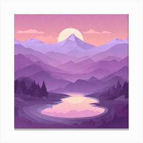 Misty mountains background in purple tone 56 Canvas Print