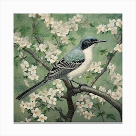 Ohara Koson Inspired Bird Painting Mockingbird 4 Square Canvas Print