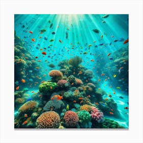 Coral Reef With Fishes Canvas Print