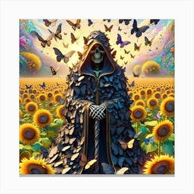 Grim Reaper in The Sunflower Field Canvas Print