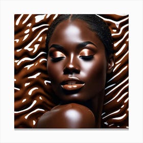 Beautiful African Woman With Chocolate Makeup Canvas Print
