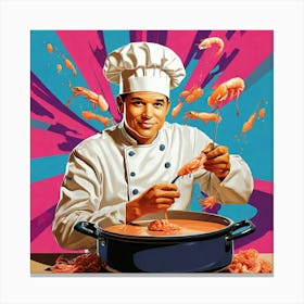 Chef Cooks Shrimp 1 Canvas Print