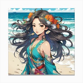 Flower Girl At The Beach 5 1 Canvas Print