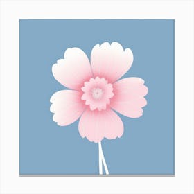 A White And Pink Flower In Minimalist Style Square Composition 564 Canvas Print