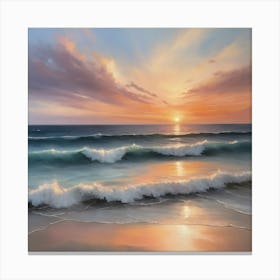 Sunset At The Beach Paintings Art Print 3 Canvas Print