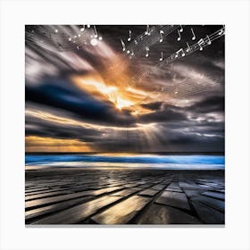 Music Notes On The Beach Canvas Print
