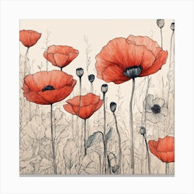 Poppies flowers 6 Canvas Print