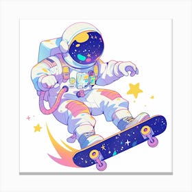 Astronaut Skateboarding 5 Canvas Print