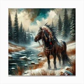 Abstract Native American Horse 3 Canvas Print