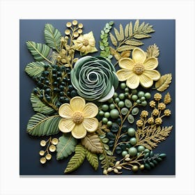 Golden & Green Botanical Art Print - Instant Download, Digital Floral Wall Art, Modern Home Decor Canvas Print