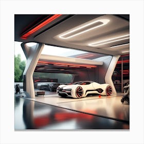 Futuristic Car Garage 3 Canvas Print
