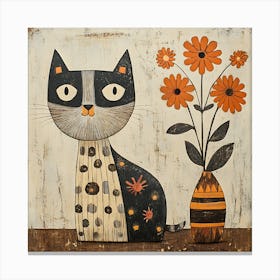 Cat With Flowers 20 Canvas Print