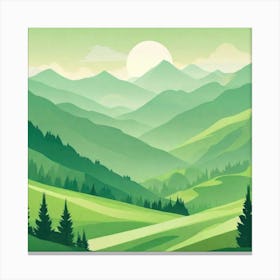 Misty mountains background in green tone 98 Canvas Print