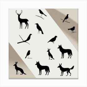 Silhouettes Of Animals 2 Canvas Print