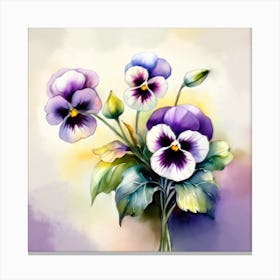 Painting Pastel Flowers Pansies Canvas Print