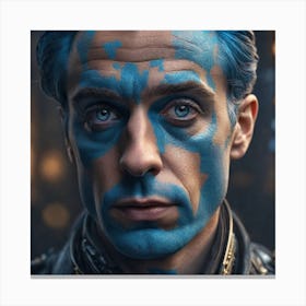 Man With Blue Paint On His Face Canvas Print