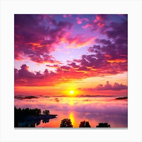 Sunset Over Lake Canvas Print