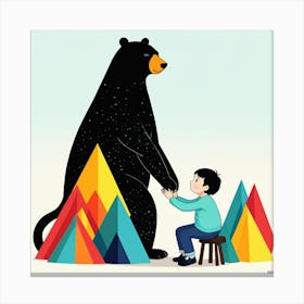 Boy And A Bear 3 Canvas Print