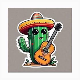 Cactus With Guitar 31 Canvas Print