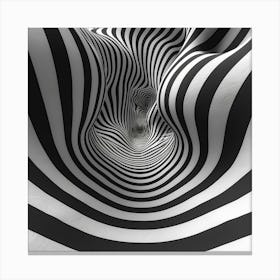 Black And White Striped Tunnel Canvas Print