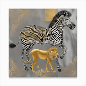 Zebra And Lion Canvas Print