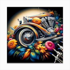 Motorcycle With Flowers Canvas Print