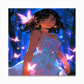 Fairy Girl In The Forest Canvas Print