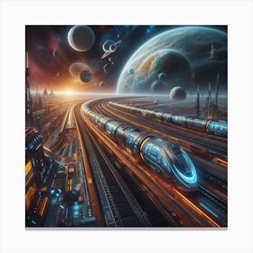 Futuristic Train In Space Canvas Print