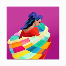 Colorful Woman In A Basket Canvas Print