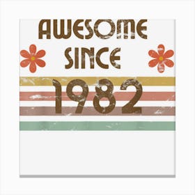 Awesome Since 1982 Year Old Birthday Retro Canvas Print