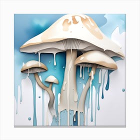 3D Mushroom Watercolor Dripping 2 Canvas Print