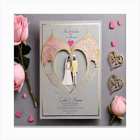 Heart Wedding Invitation Canvas Print