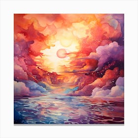 Sunset Over The Ocean 9 Canvas Print