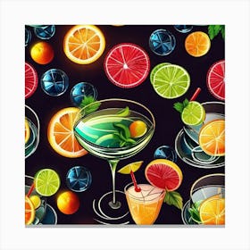 Seamless Pattern With Drinks Canvas Print