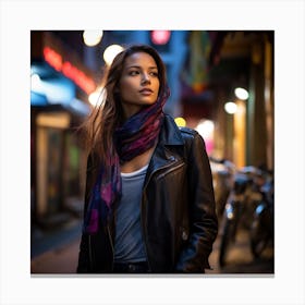 Portrait Of A Woman In A City Canvas Print