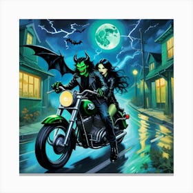 Devil On A Motorcycle 1 Canvas Print